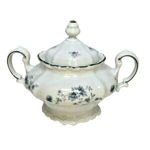 Johann Haviland Blue Garland Decorative Sugar Bowl and Lid Bavaria Germany